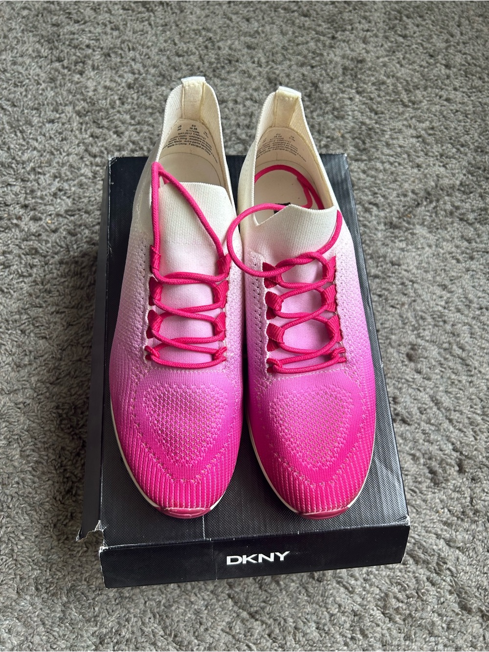 DKNY Women’s Pink Gradient Knit Sneakers